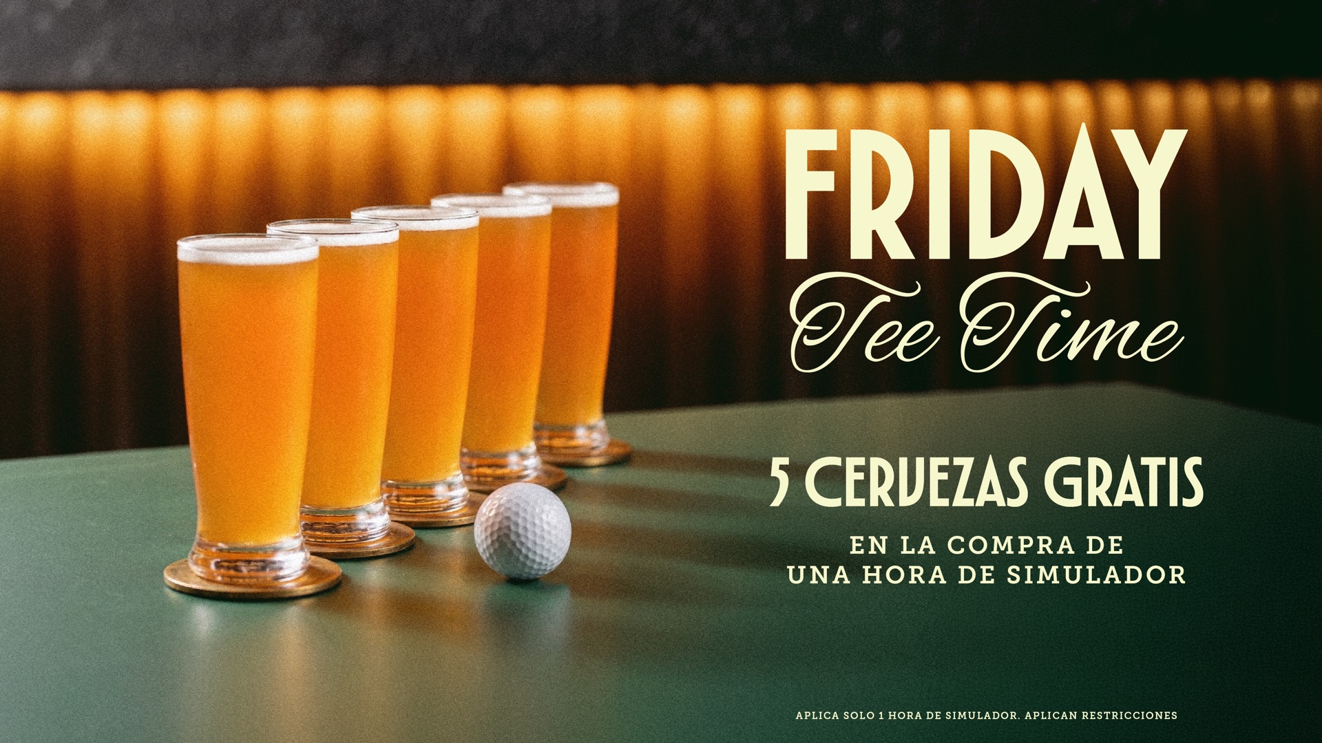 Friday Tee Time: cinco cervezas gratis al comprar una hora de simulador